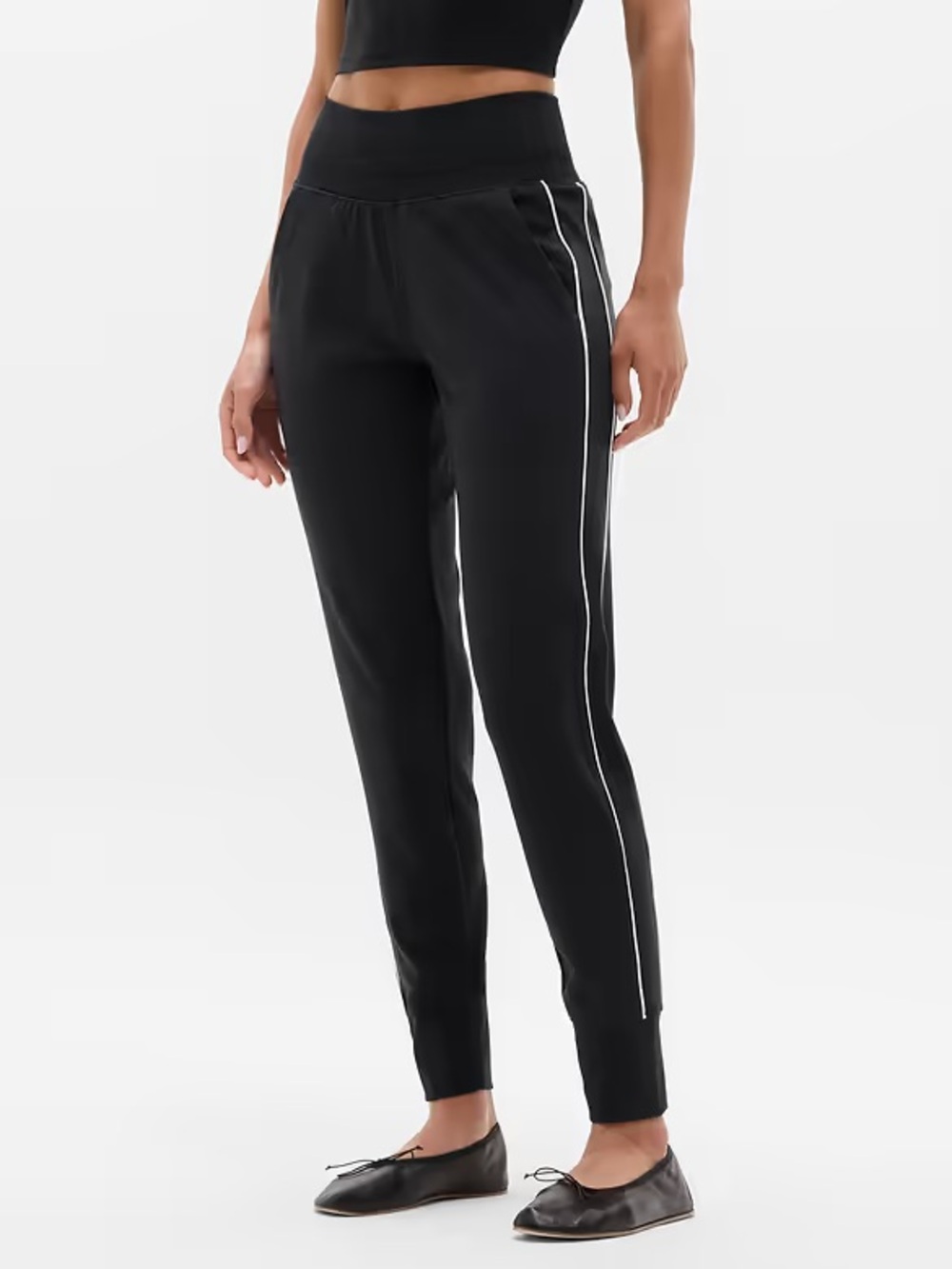 Athleta Venice High Rise Track Stripe Jogger - Black